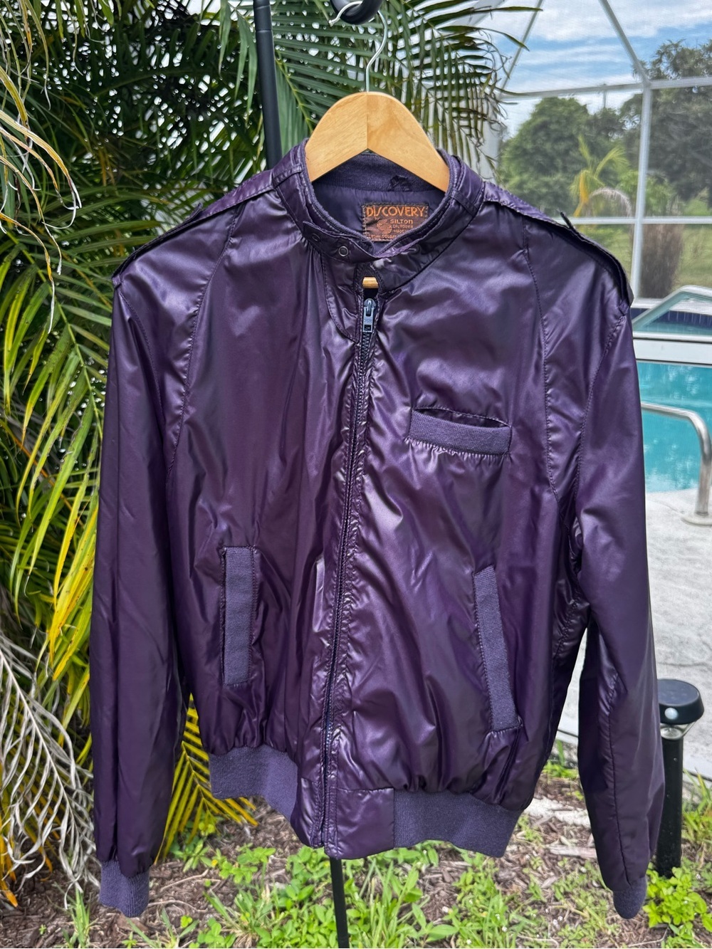 Vintage Purple Discovery by Silton lightweight Nylon bomber jacket cut in size M - Picture 2 of 4